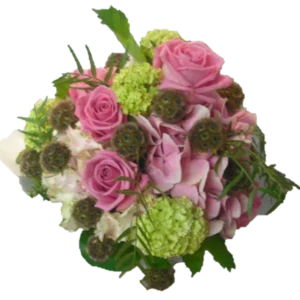 Ramo de novia · Rosas y flores en tonos verdes · modelo 29